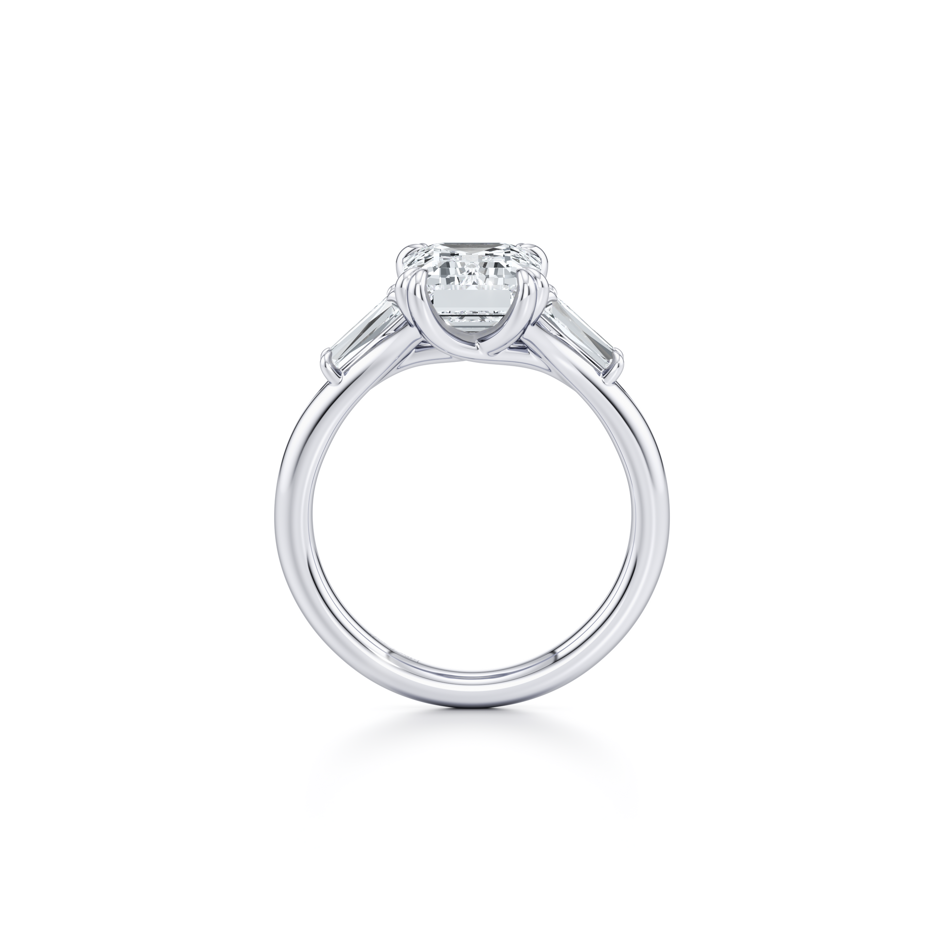 Lara Jewels High Jewellry High Jewelry | Jane Emerald Three Stone Engagement Ring - Emerald - Platinum - Detail View