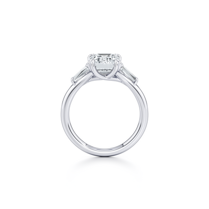 Lara Jewels High Jewellry High Jewelry | Jane Emerald Three Stone Engagement Ring - Emerald - Platinum - Detail View