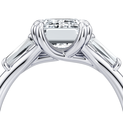 Lara Jewels High Jewellry High Jewelry | Jane Emerald Three Stone Engagement Ring - Emerald - Platinum - Lifestyle View