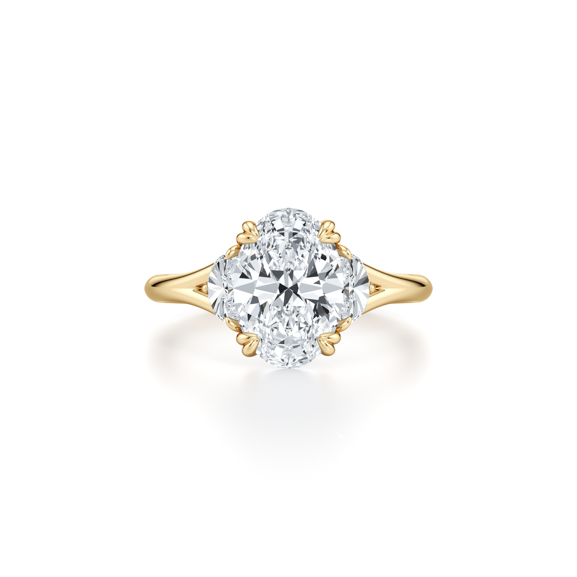 Lara Jewels High Jewellry High Jewelry | Jane Oval Three Stone Engagement Ring - Oval - 18k Yellow Gold - Front View
