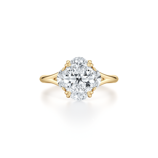 Lara Jewels High Jewellry High Jewelry | Jane Oval Three Stone Engagement Ring - Oval - 18k Yellow Gold - Front View