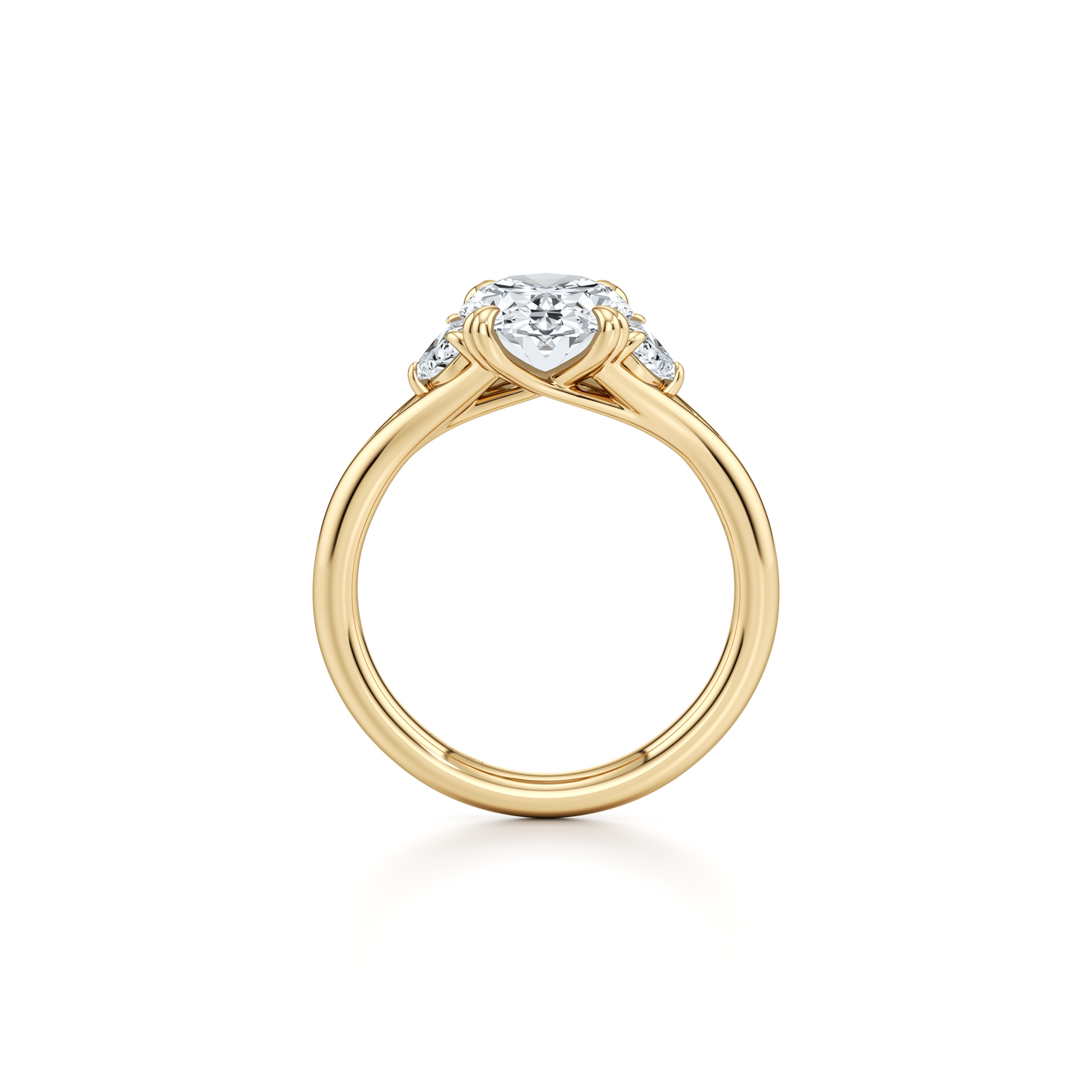 Lara Jewels High Jewellry High Jewelry | Jane Oval Three Stone Engagement Ring - Oval - 18k Yellow Gold - Detail View