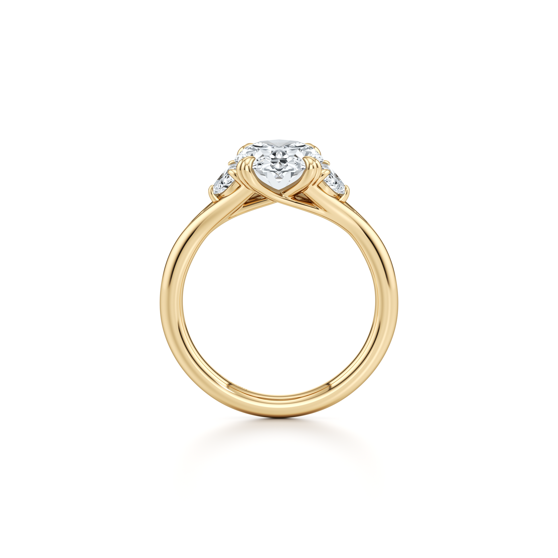 Lara Jewels High Jewellry High Jewelry | Jane Oval Three Stone Engagement Ring - Oval - 18k Yellow Gold - Detail View