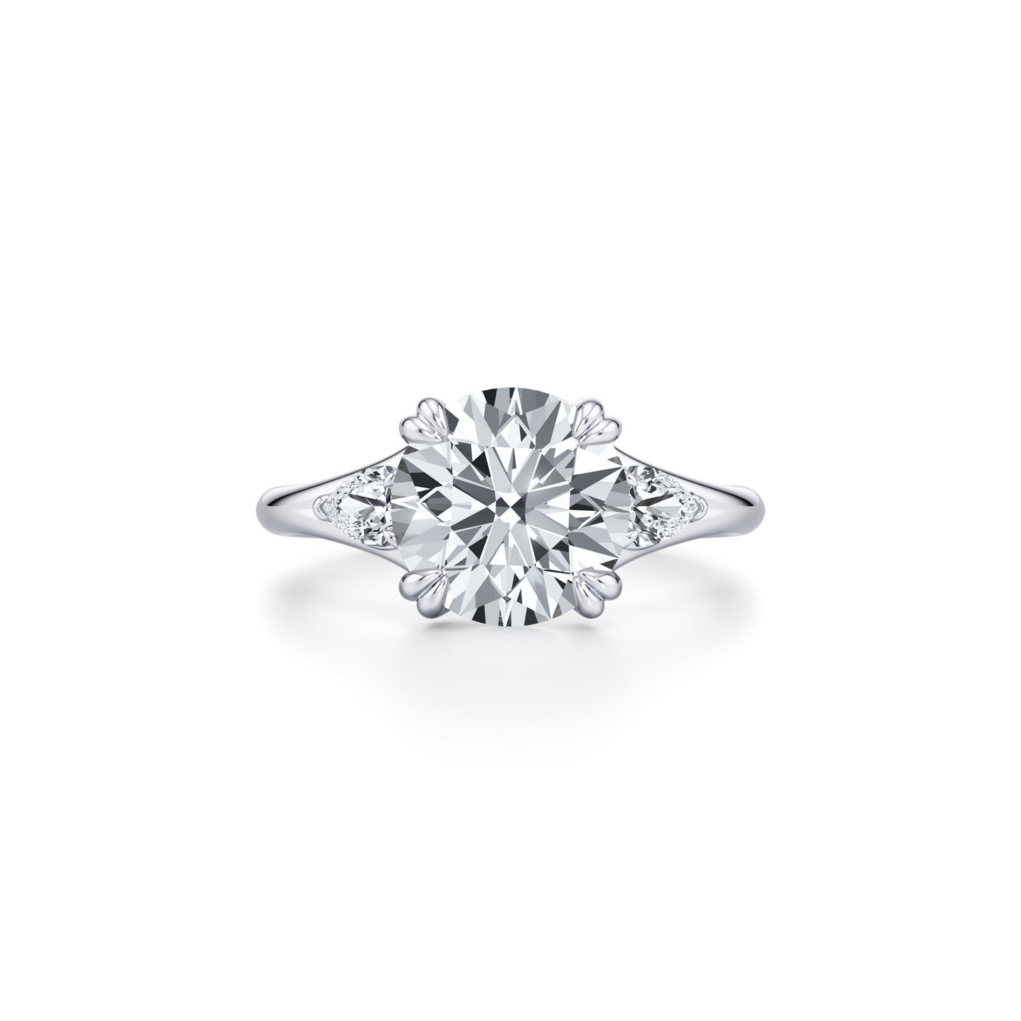 Lara Jewels High Jewellry High Jewelry | Jane Round Three Stone Engagement Ring - Round - Platinum - Front View