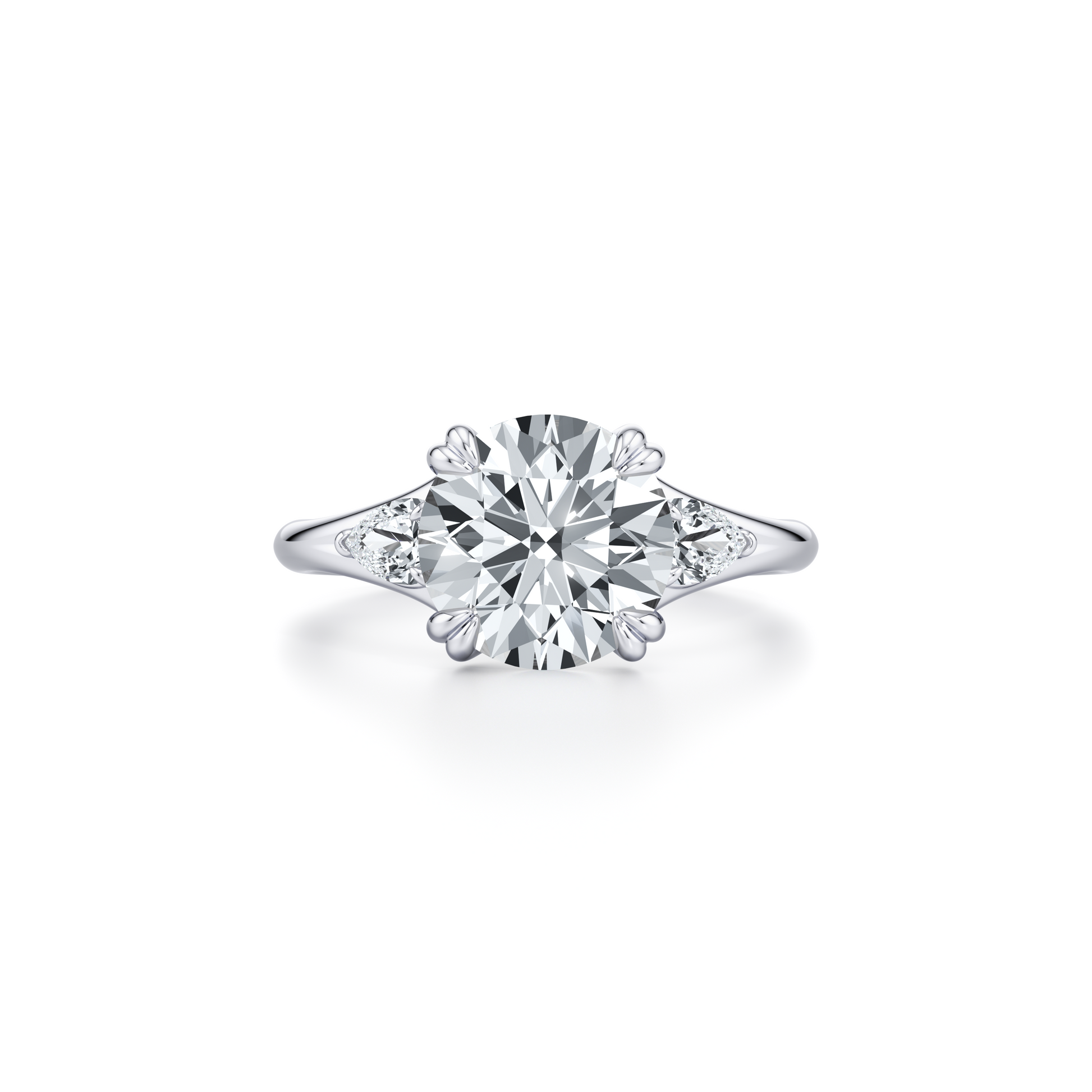 Lara Jewels High Jewellry High Jewelry | Jane Round Three Stone Engagement Ring - Round - Platinum - Front View