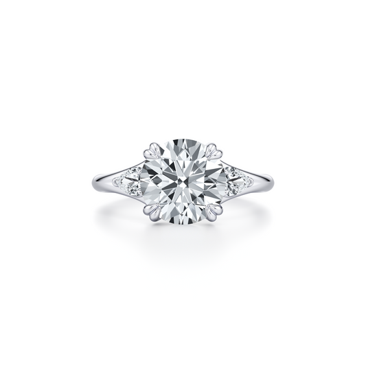 Lara Jewels High Jewellry High Jewelry | Jane Round Three Stone Engagement Ring - Round - Platinum - Front View