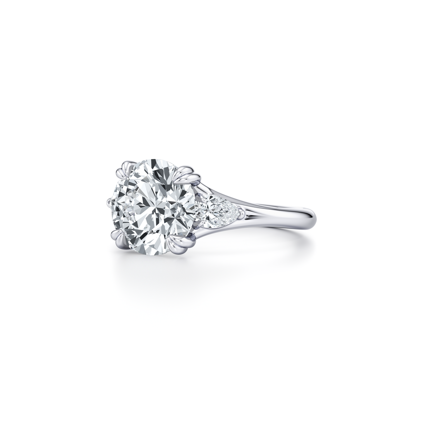 Lara Jewels High Jewellry High Jewelry | Jane Round Three Stone Engagement Ring - Round - Platinum - Side View