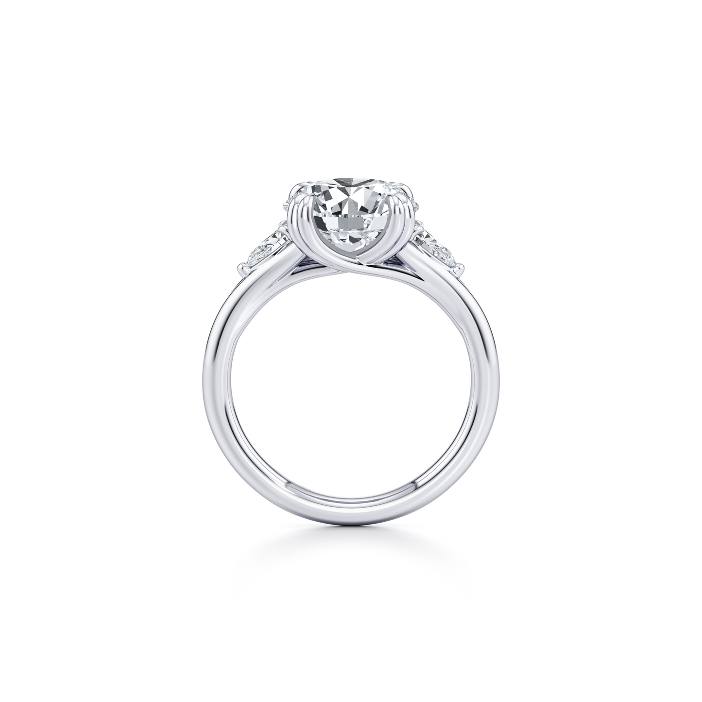 Lara Jewels High Jewellry High Jewelry | Jane Round Three Stone Engagement Ring - Round - Platinum - Detail View