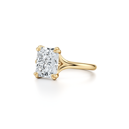 Lara Jewels High Jewellry Jane Radiant Cut Solitaire Lab Diamond Engagement Ring - Radiant - 14k Yellow Gold - Side View