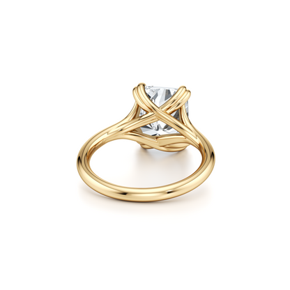 Lara Jewels High Jewellry Jane Radiant Cut Solitaire Lab Diamond Engagement Ring - Radiant - 18k Yellow Gold - Angle View