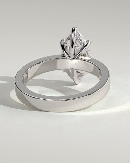 Aisha - Marquise Claw Solitaire with Flat Cigar Band and Hidden Halo Engagement Ring - Platinum - platinum - Lara Jewels