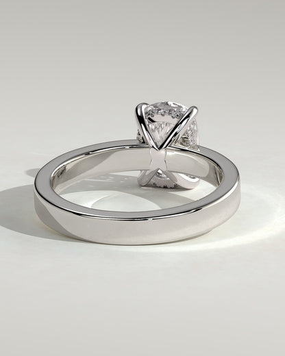 Kai - Elongated Cushion Claw Solitaire with Flat Cigar Band and Hidden Halo Engagement Ring - Platinum