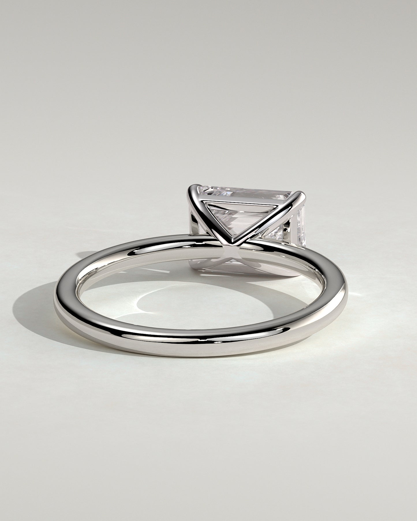 Debbie - Emerald East West Claw Solitaire Engagement Ring - Platinum - White Gold / Platinum 2ct