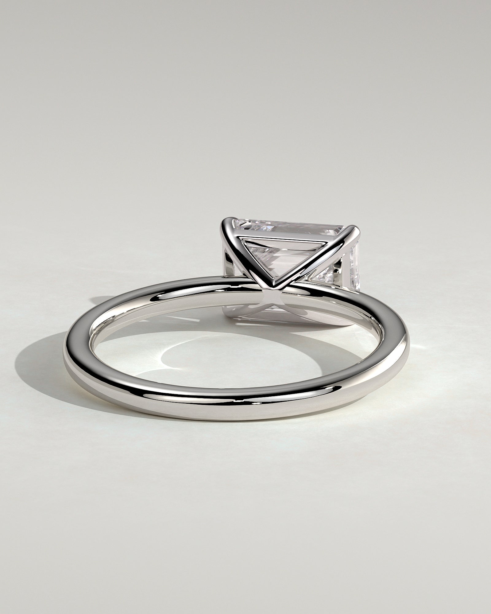 Debbie - Emerald East West Claw Solitaire Engagement Ring - Platinum - White Gold / Platinum 2ct
