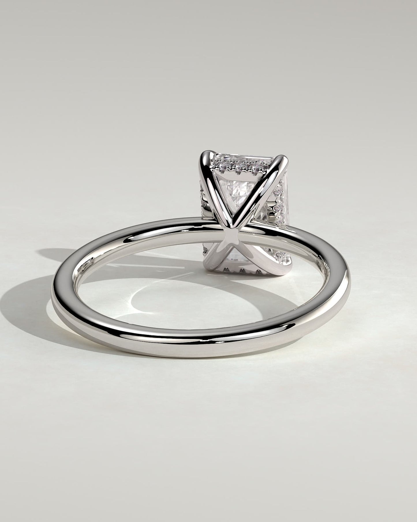 Alice - Emerald Claw Solitaire with Hidden Halo Engagement Ring - White Gold