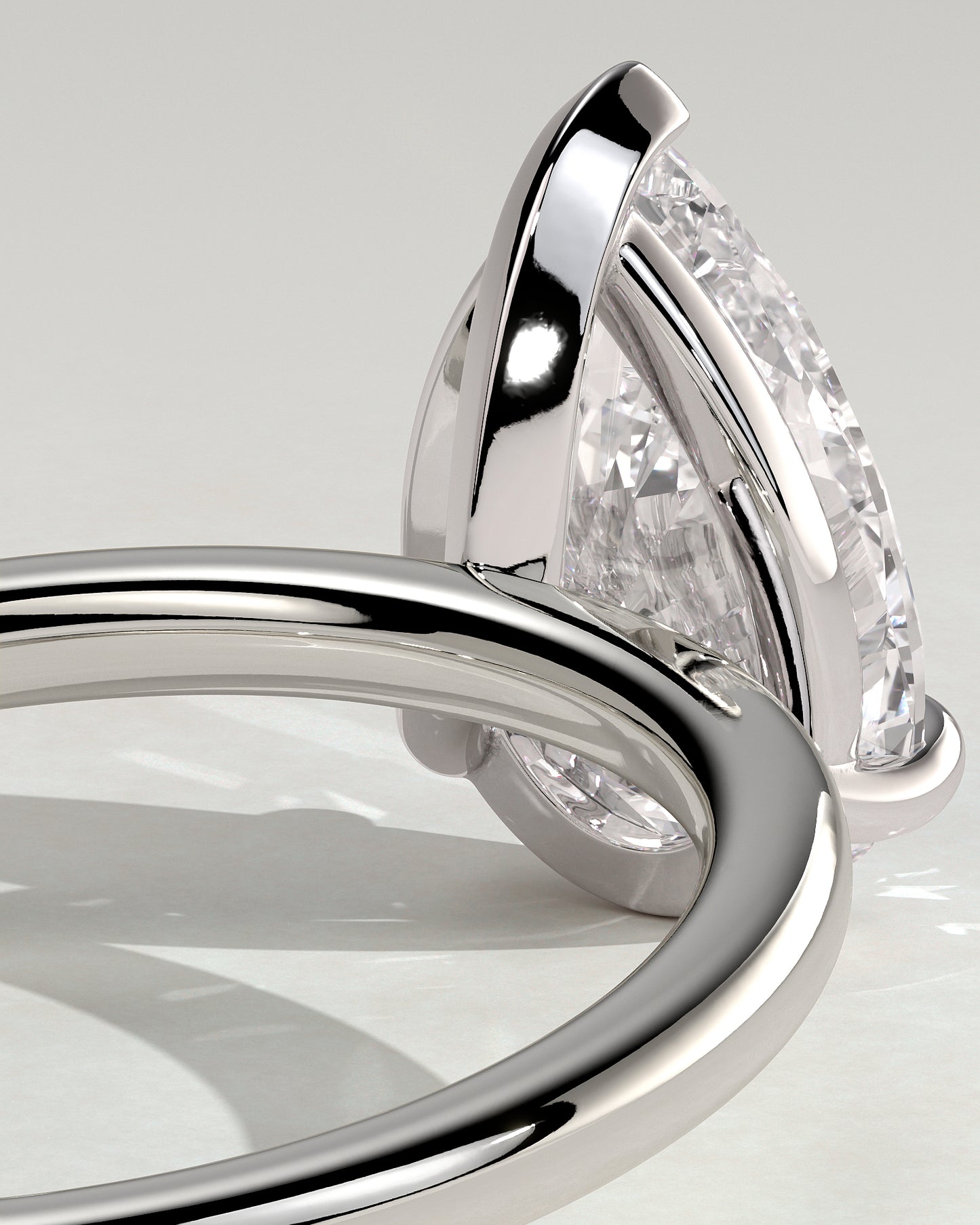 Amy - Pear Claw Solitaire Engagement Ring - Platinum - White Gold / Platinum 2ct