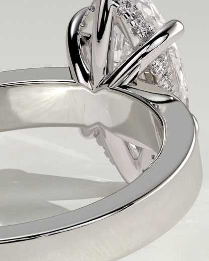 Aisha - Marquise Claw Solitaire with Flat Cigar Band and Hidden Halo Engagement Ring - Platinum - platinum - Lara Jewels