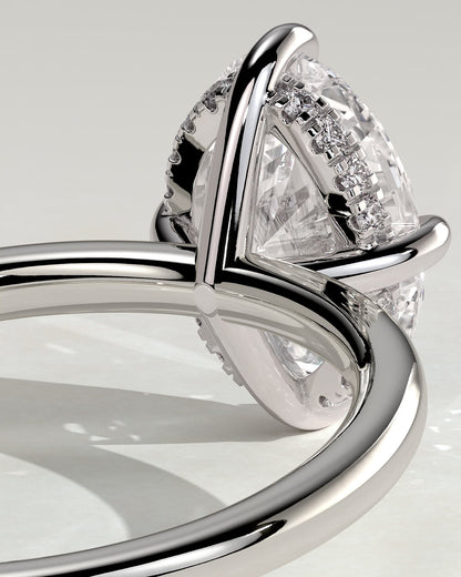 Spencer - Oval Claw Solitaire with Hidden Halo and Compass Rotation  Engagement Ring - Platinum