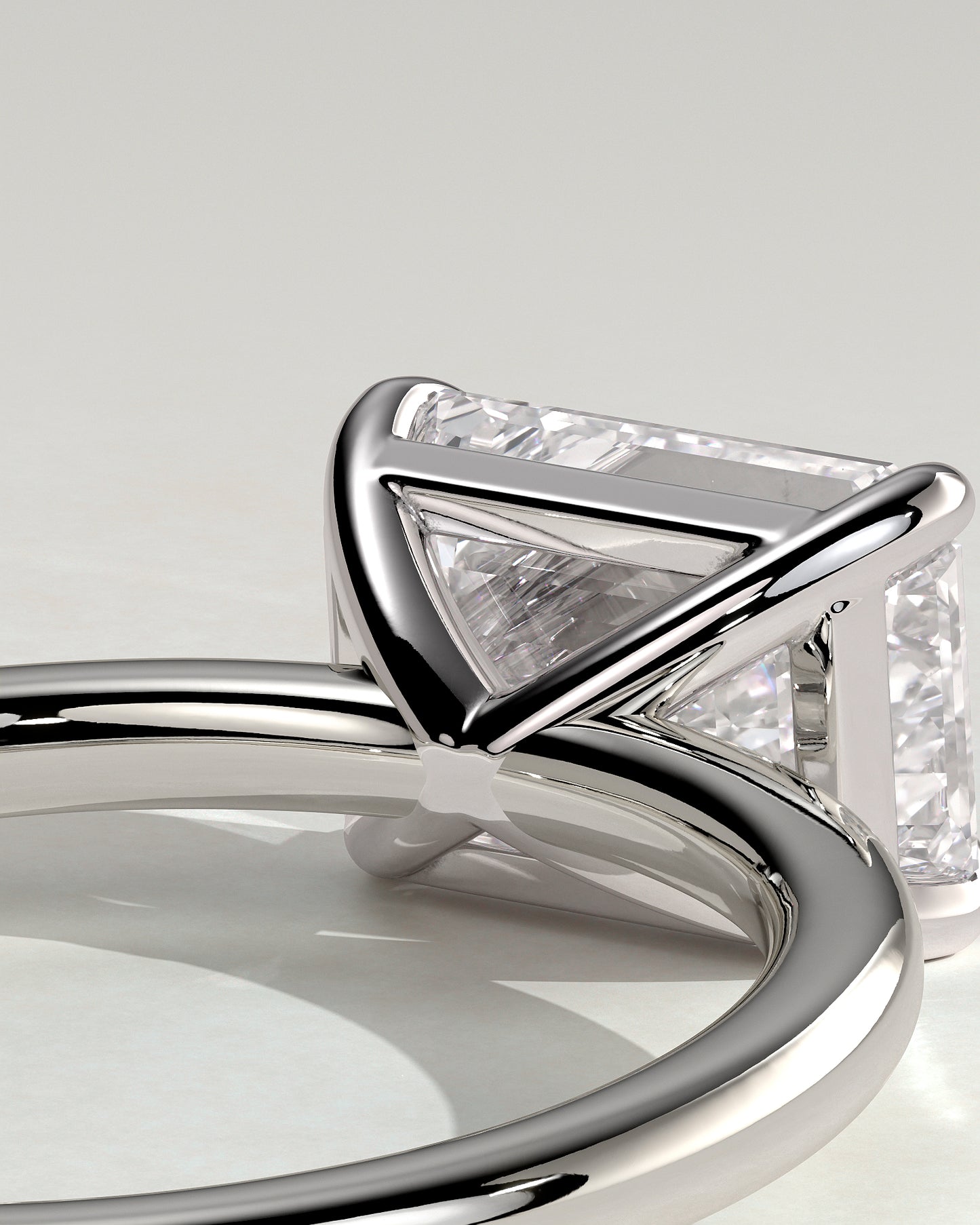 Debbie - Emerald East West Claw Solitaire Engagement Ring - Platinum - White Gold / Platinum 2ct