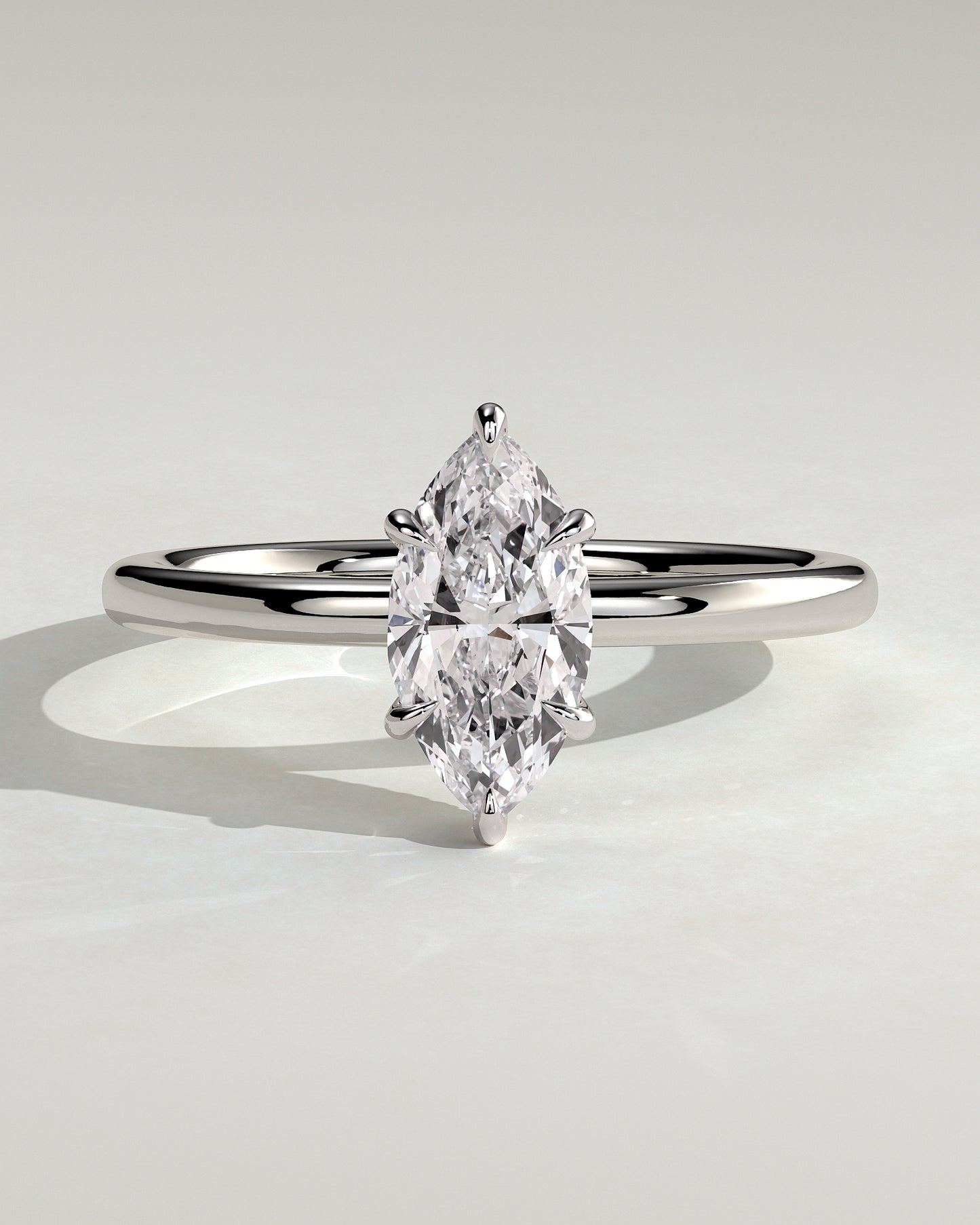 Claire - Marquise Claw Solitaire with Wrap Around Hidden Halo Engagement Ring - Platinum