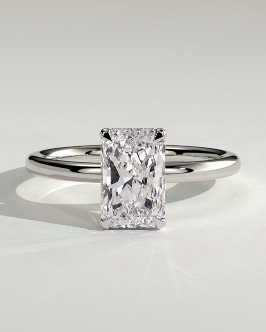 Liberty - Radiant Claw Solitaire with Wrap Around Hidden Halo Engagement Ring - Platinum