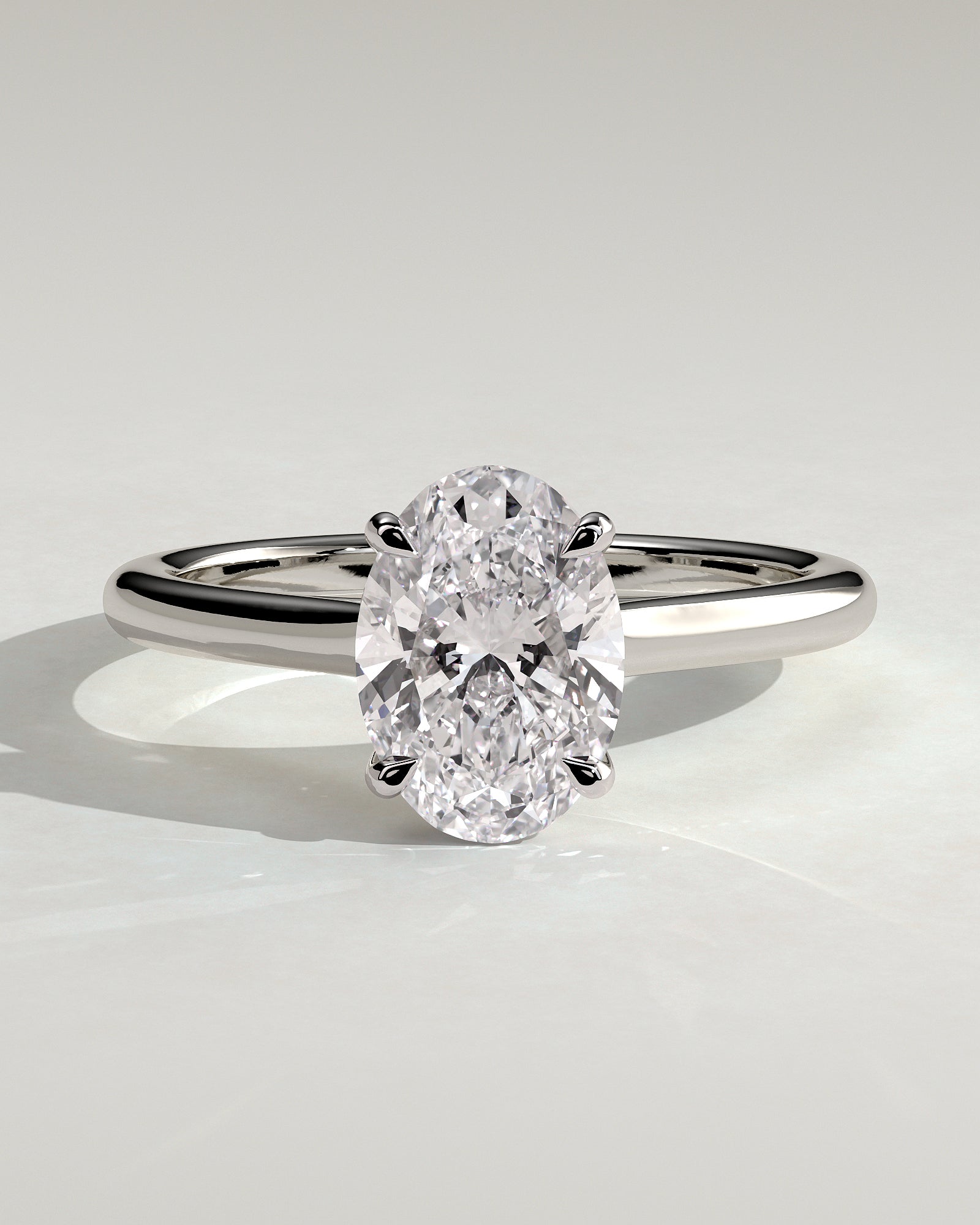 Hilary - Oval Claw Solitaire with Cathedral High Setting Engagement Ring - Platinum - White Gold / Platinum 2ct