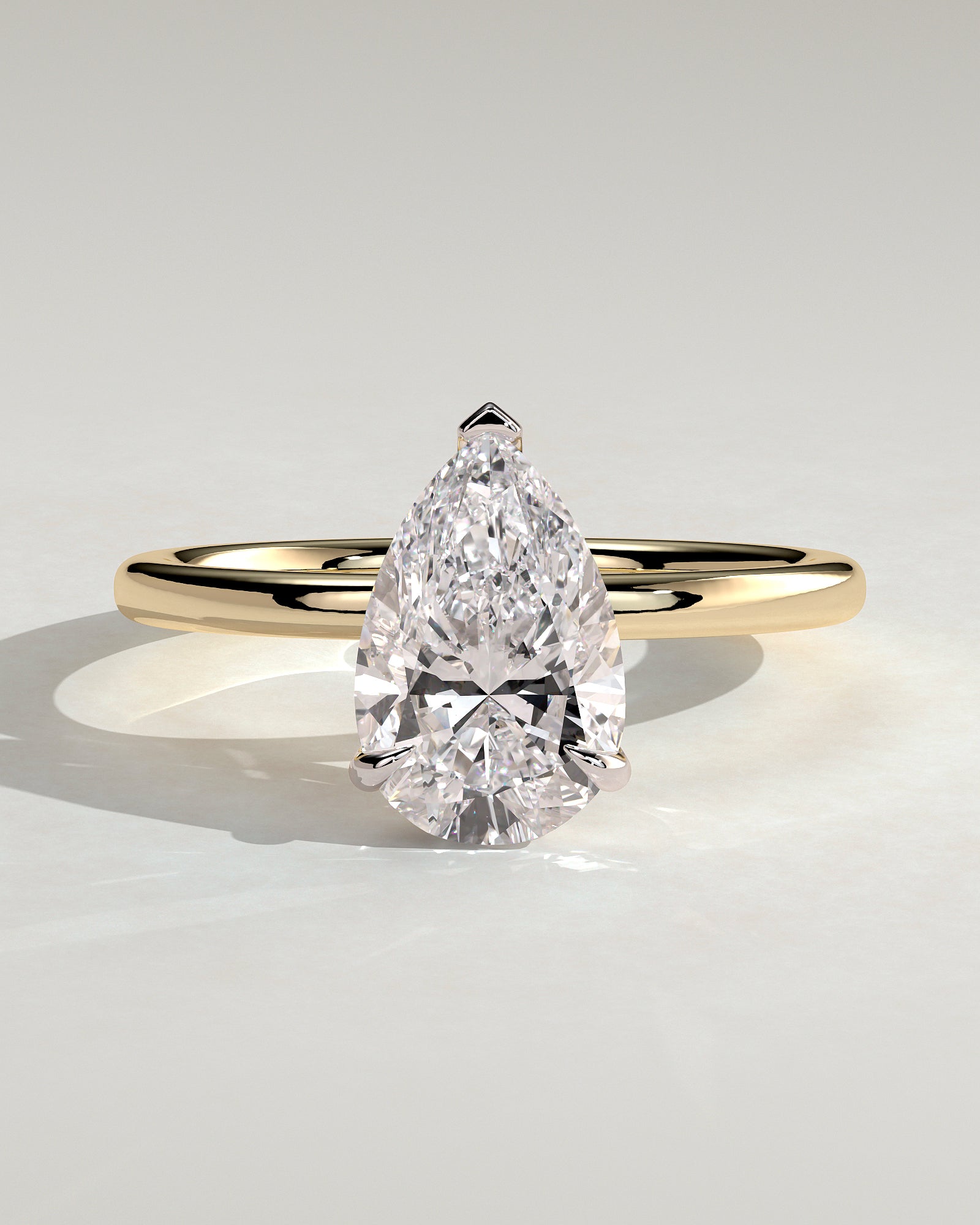 Amy - Pear Claw Solitaire Engagement Ring - Yellow Two-Tone - Yellow Two-Tone 2ct