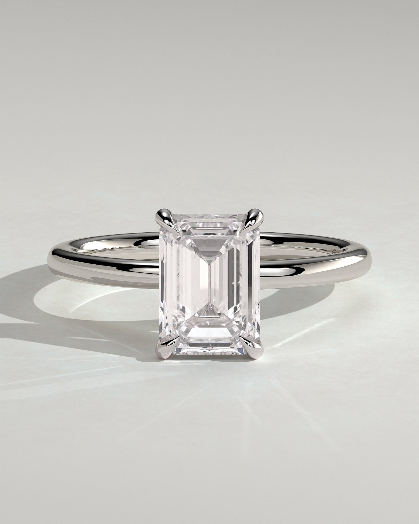 Alina - Emerald Claw Solitaire Engagement Ring - Platinum - White Gold / Platinum 2ct
