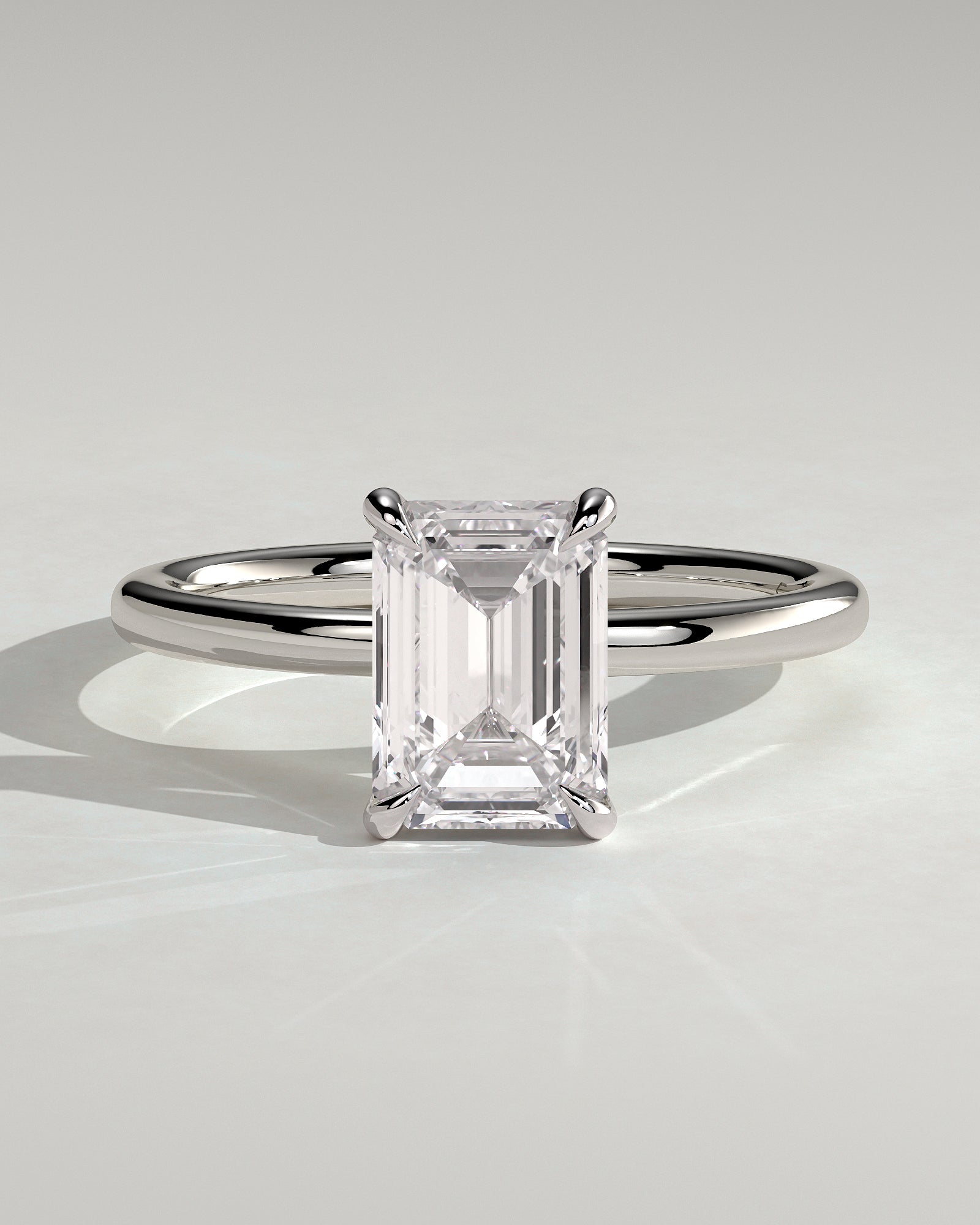 Alina - Emerald Claw Solitaire Engagement Ring - Platinum - White Gold / Platinum 2ct