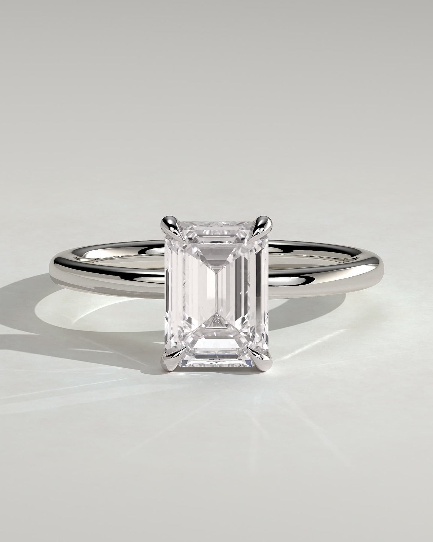 Alina - Emerald Claw Solitaire Engagement Ring - White Gold - white gold - Lara Jewels