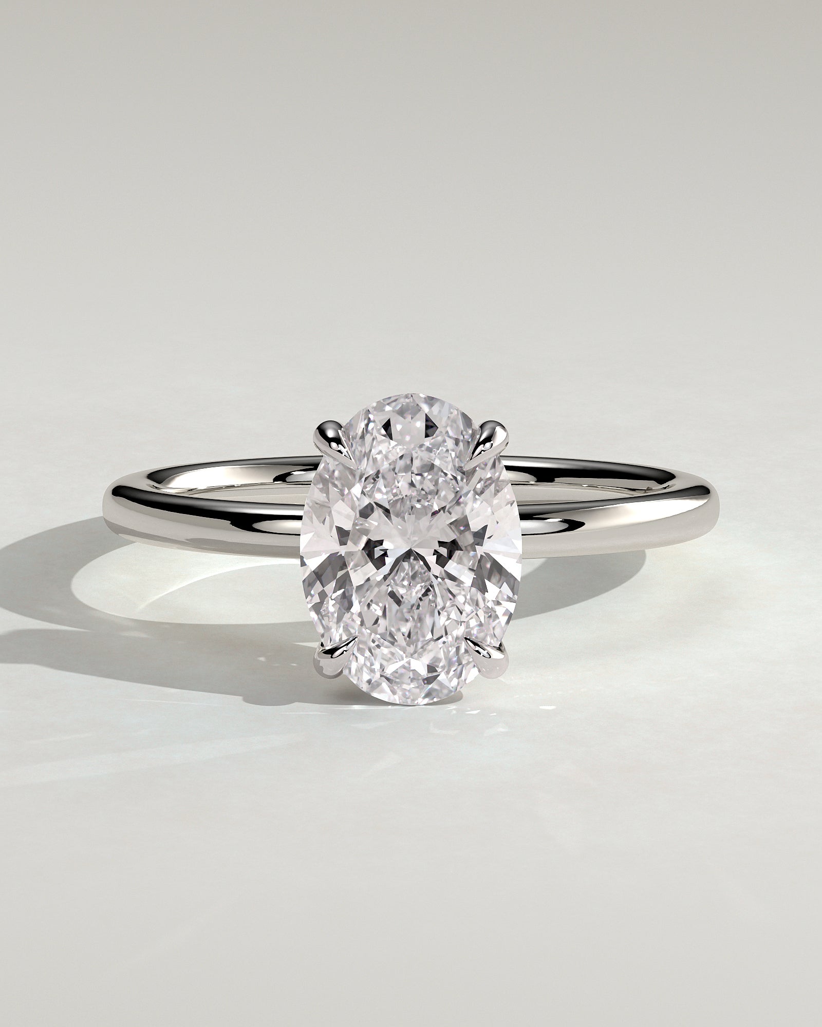 Daisy - Classic Oval Claw Solitaire Engagement Ring - Platinum - White Gold / Platinum 2ct