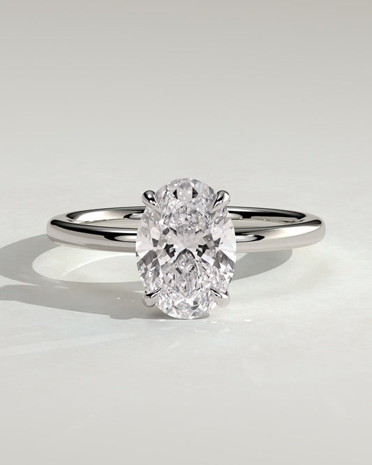 Daisy - Classic Oval Claw Solitaire Engagement Ring - White Gold