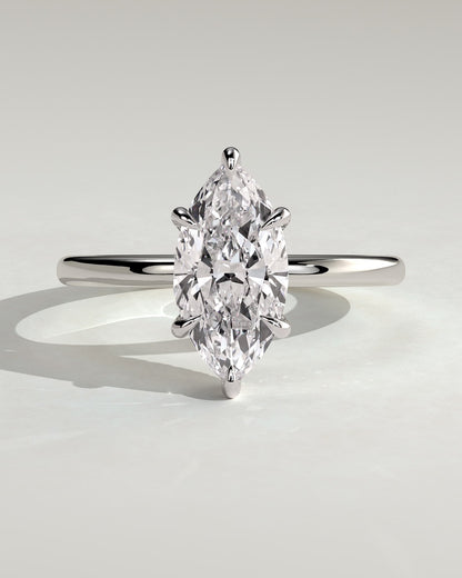 Claire - Marquise Claw Solitaire with Wrap Around Hidden Halo Engagement Ring - Platinum