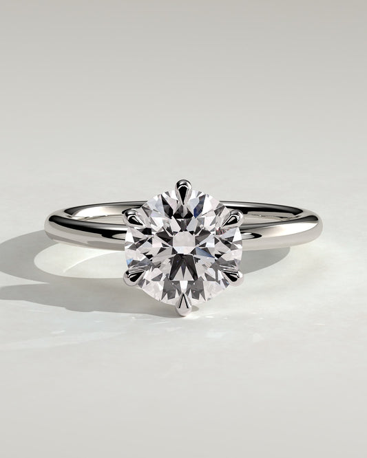 Louise - Round Claw Solitaire Engagement Ring - White Gold