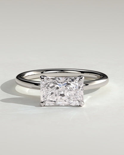 Lyra - Radiant East West Claw Solitaire Engagement Ring - Platinum