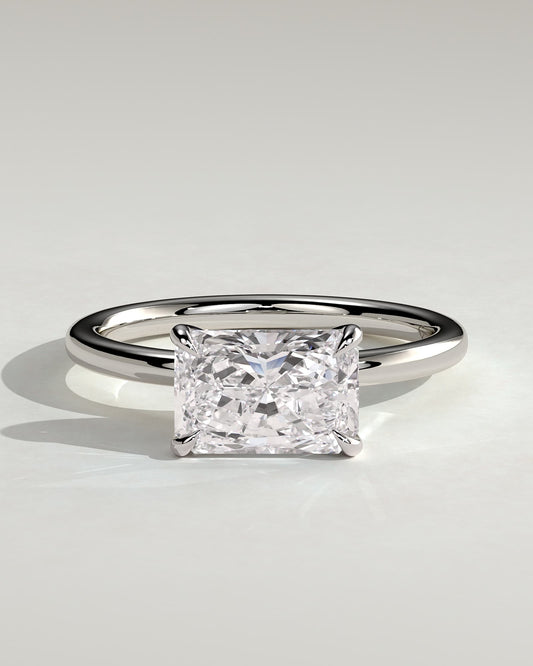 Lyra - Radiant East West Claw Solitaire Engagement Ring - Platinum