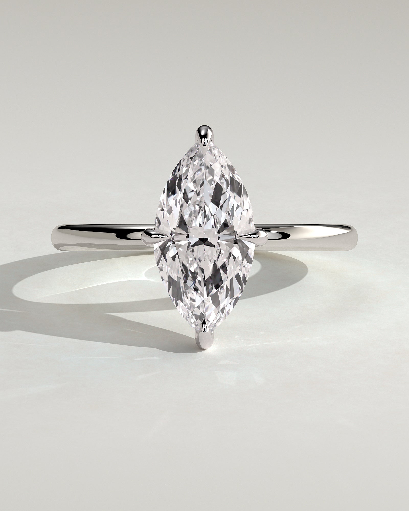 Hellen - Marquise Claw Solitaire with Hidden Halo Engagement Ring - Platinum - White Gold / Platinum 2ct
