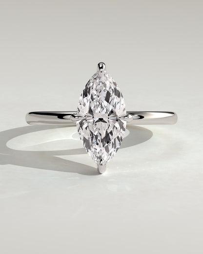 Hellen - Marquise Claw Solitaire with Hidden Halo Engagement Ring - White Gold