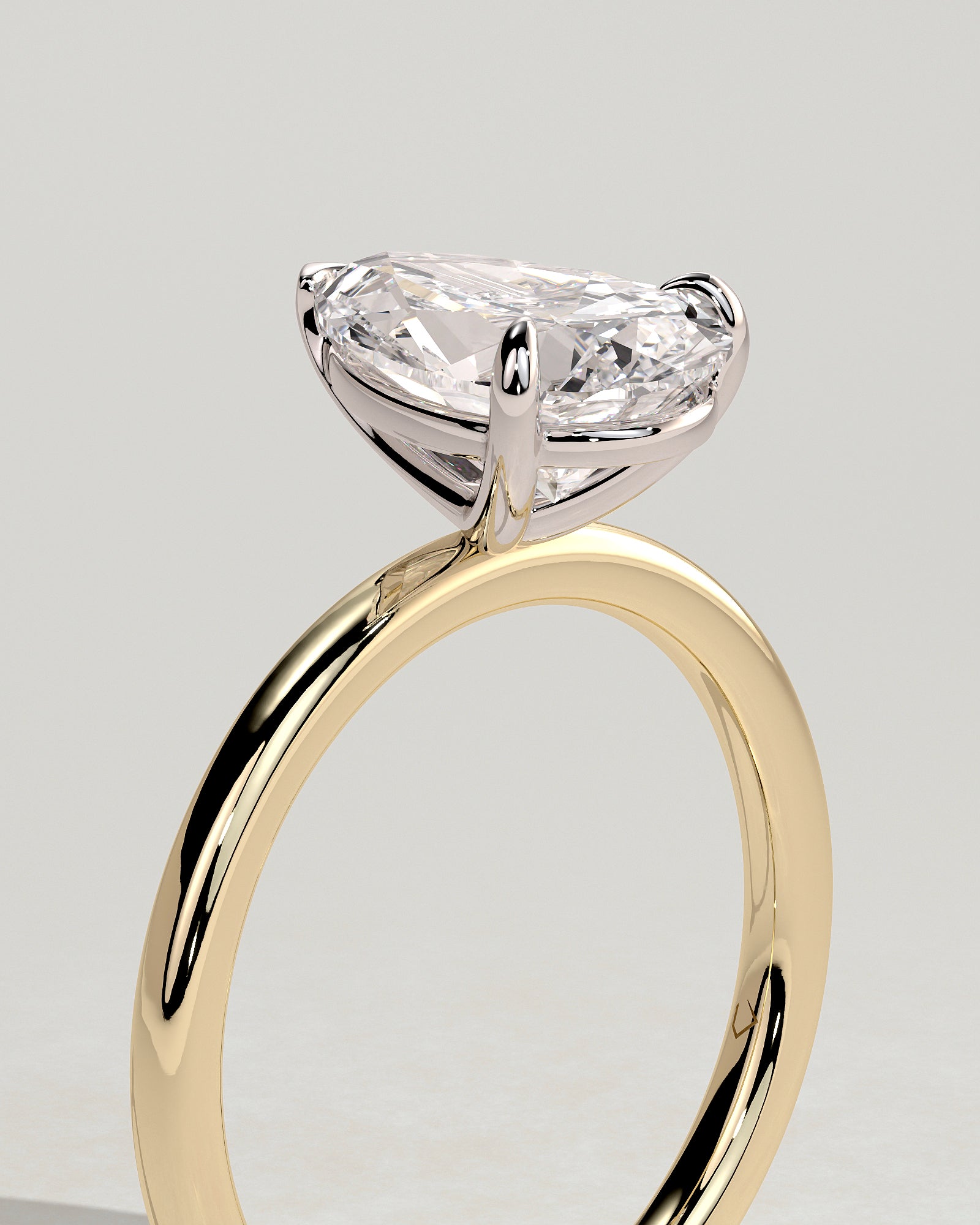 Amy - Pear Claw Solitaire Engagement Ring - Yellow Two-Tone - Yellow Two-Tone 2ct