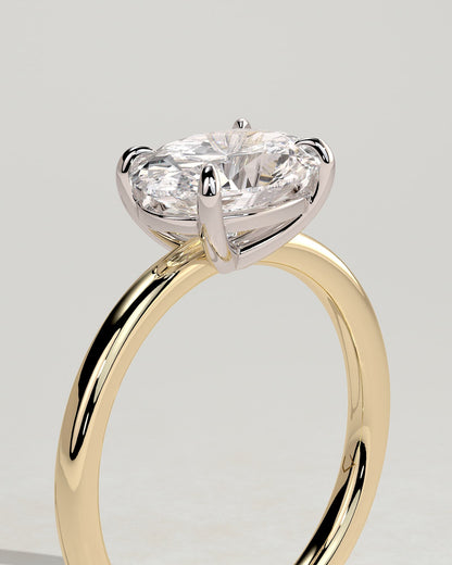 Dotti - Oval East West Claw Solitaire Engagement Ring - Yellow Two-Tone