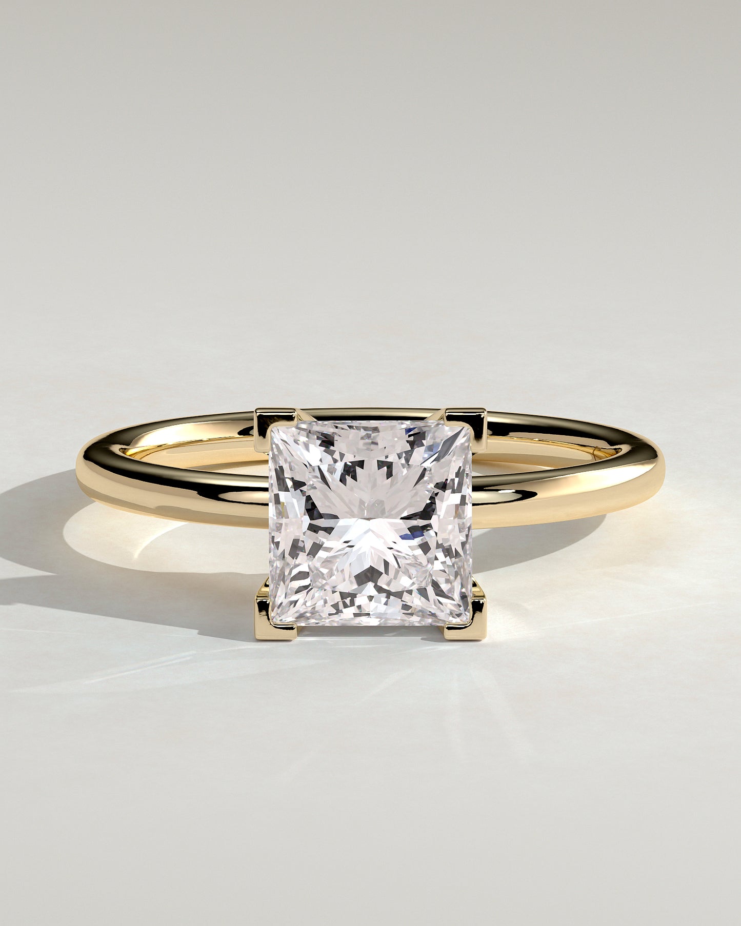 Glinda - Princess Claw Solitaire Engagement Ring - Yellow Gold - Yellow Gold 2ct
