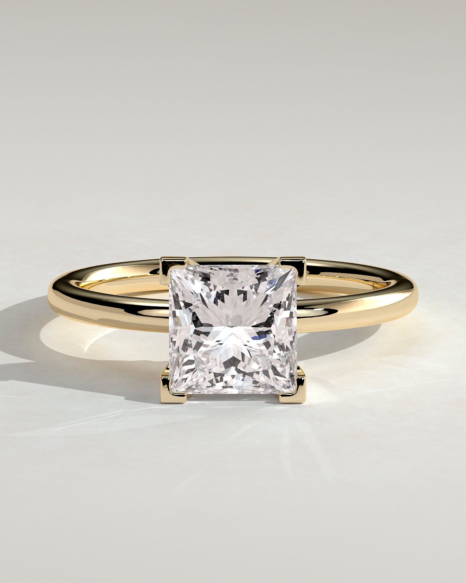 Glinda - Princess Claw Solitaire Engagement Ring - Yellow Gold - Yellow Gold 2ct