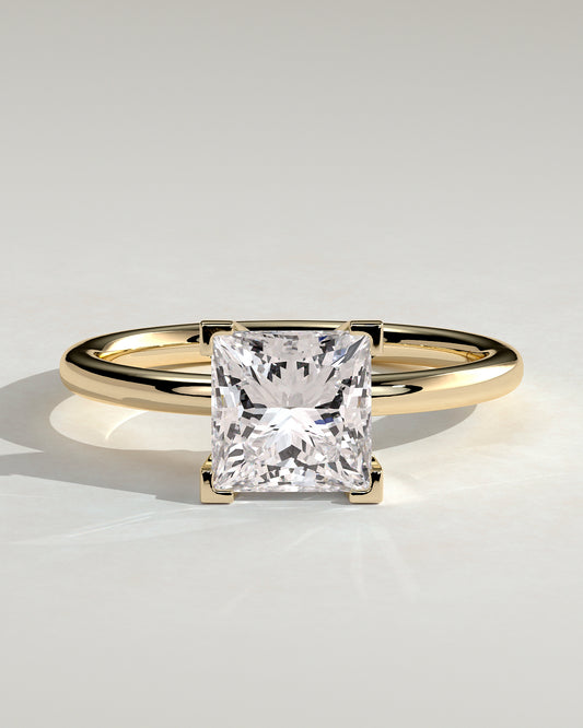 Glinda - Princess Claw Solitaire Engagement Ring - Yellow Gold - Yellow Gold 2ct