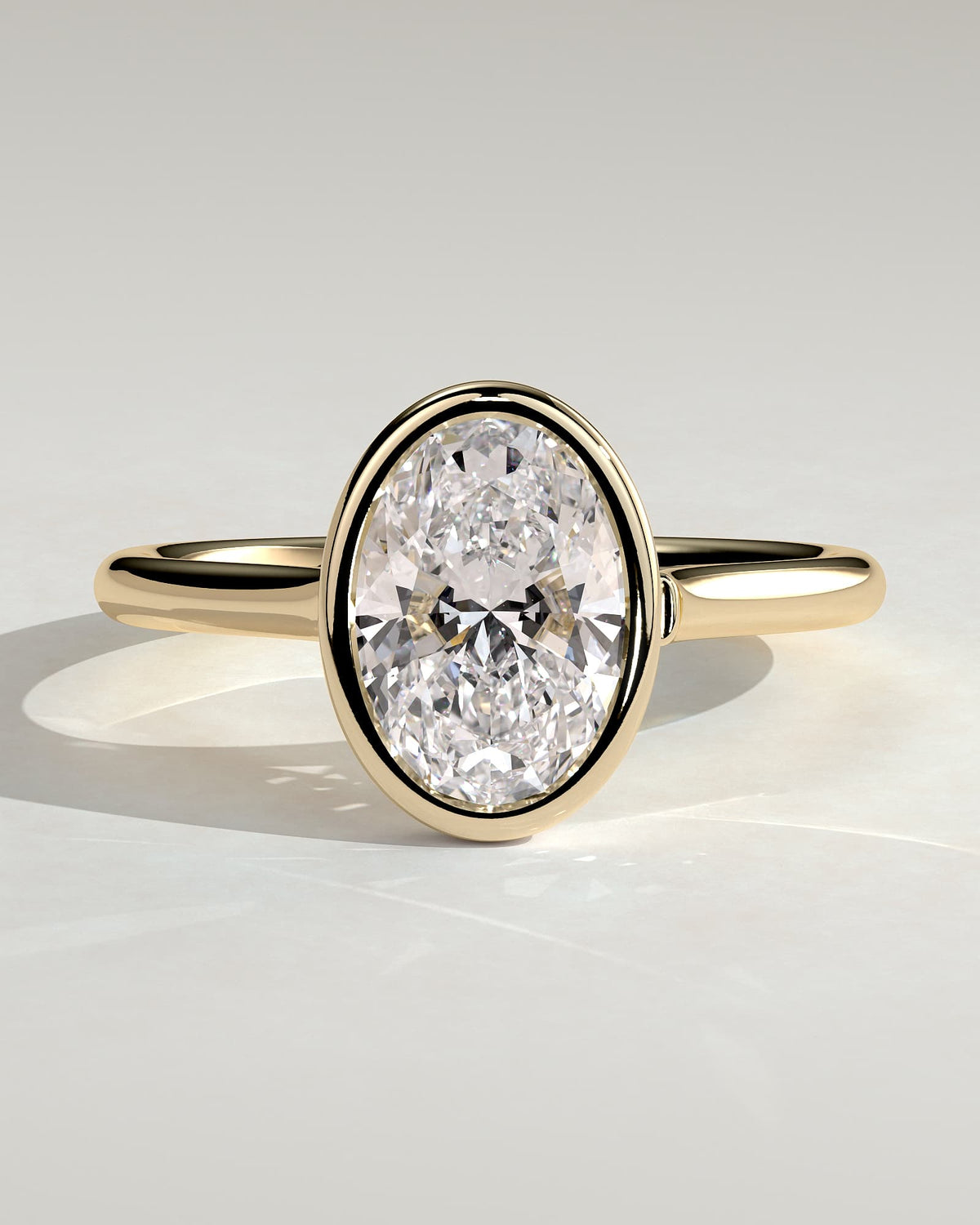 Lexie - Statement Oval Bezel Solitaire with Open Cathedral High Setting Engagement Ring - Yellow Gold