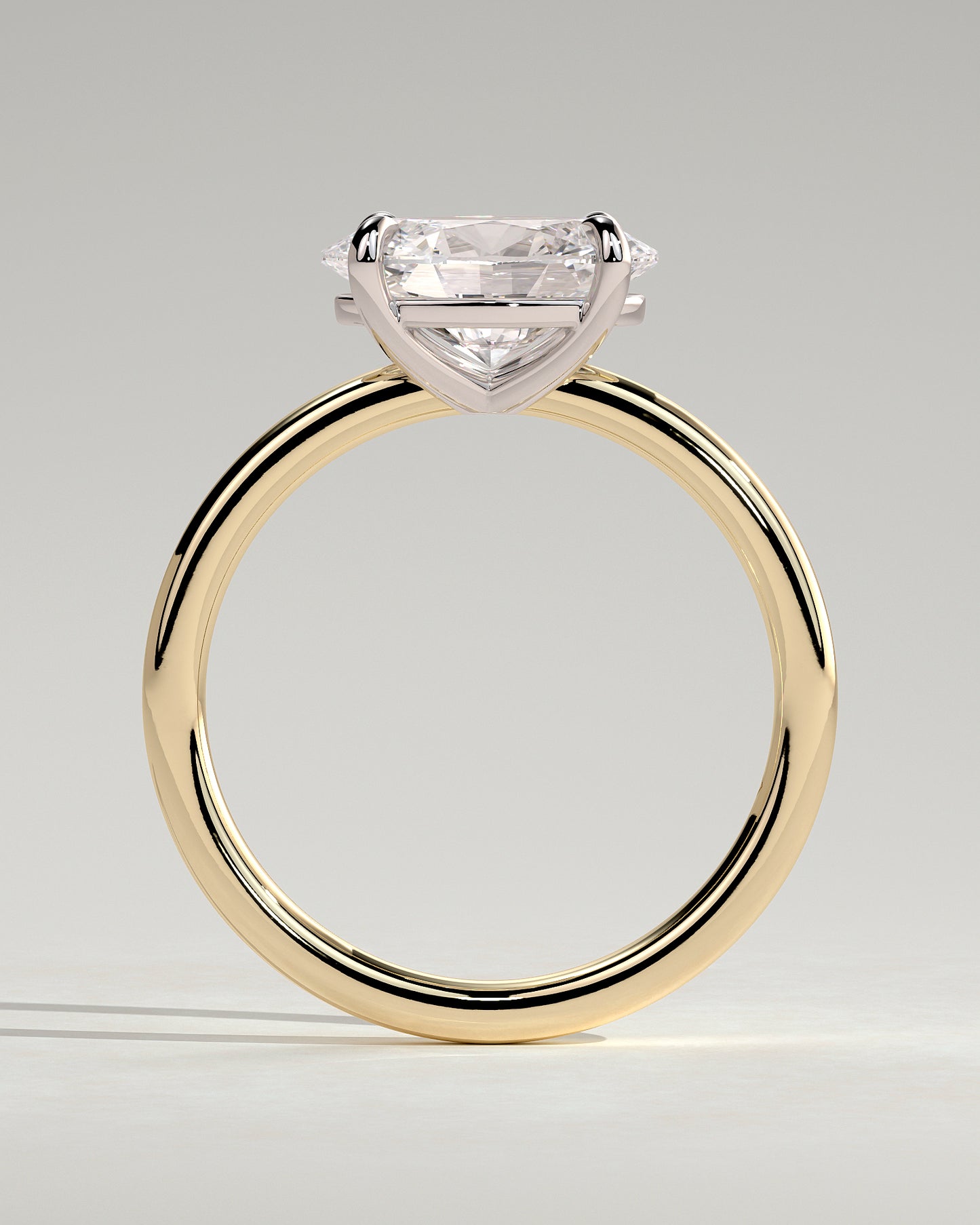 Dotti - Oval East West Claw Solitaire Engagement Ring - Yellow Two-Tone - Yellow Two-Tone 2ct