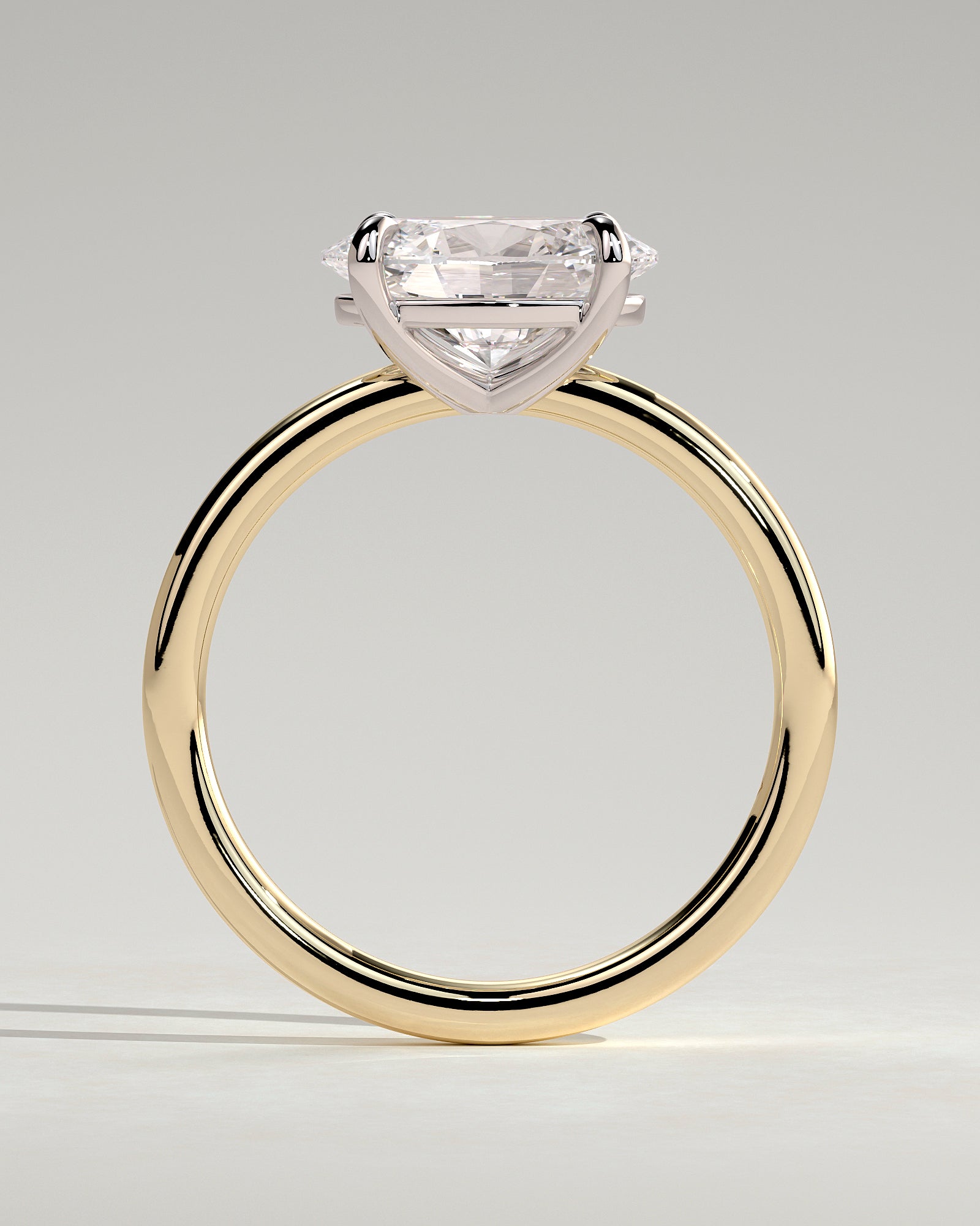 Dotti - Oval East West Claw Solitaire Engagement Ring - Yellow Two-Tone - Yellow Two-Tone 2ct