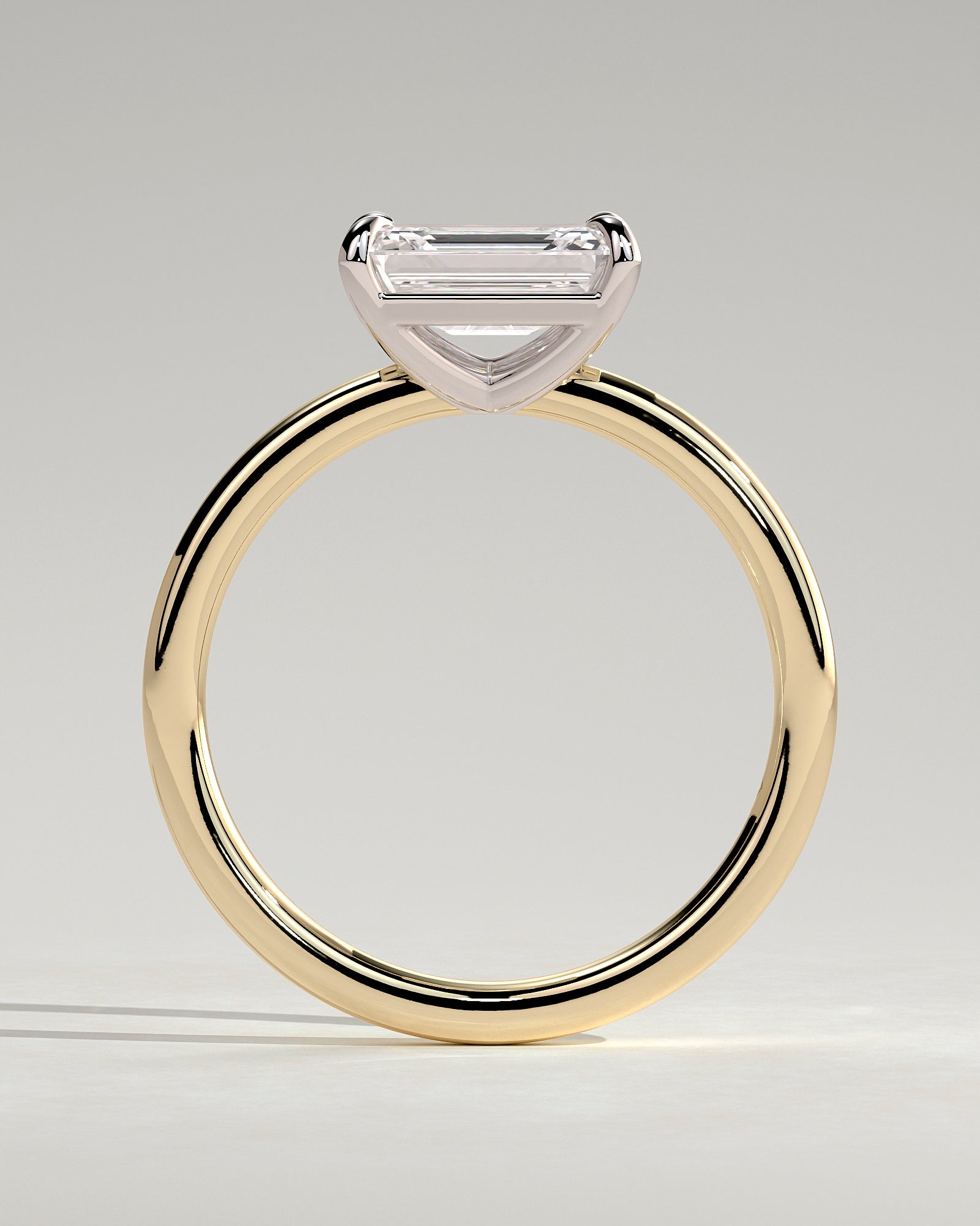 Debbie - Emerald East West Claw Solitaire Engagement Ring - Yellow Two-Tone - Yellow Two-Tone 2ct