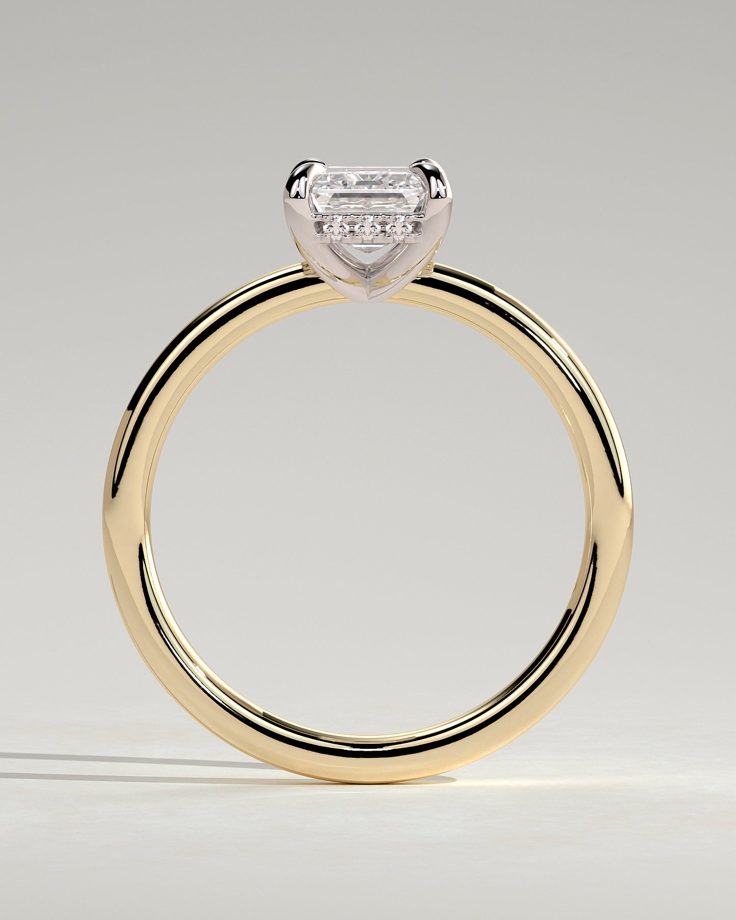 Alice - Emerald Claw Solitaire with Hidden Halo Engagement Ring - Yellow Two-Tone - Yellow Two-Tone 2ct