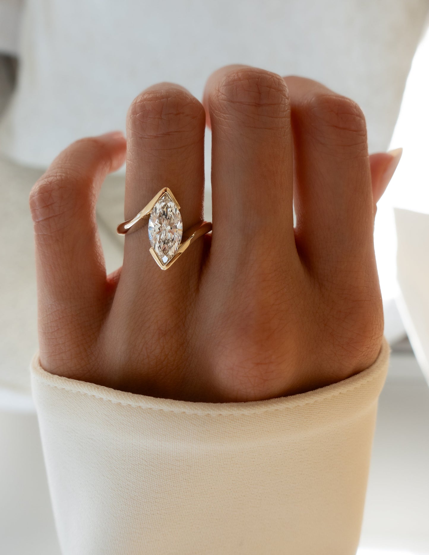 VERTICAL 2ct Marquise Rapture Ring — Half Bezel Setting