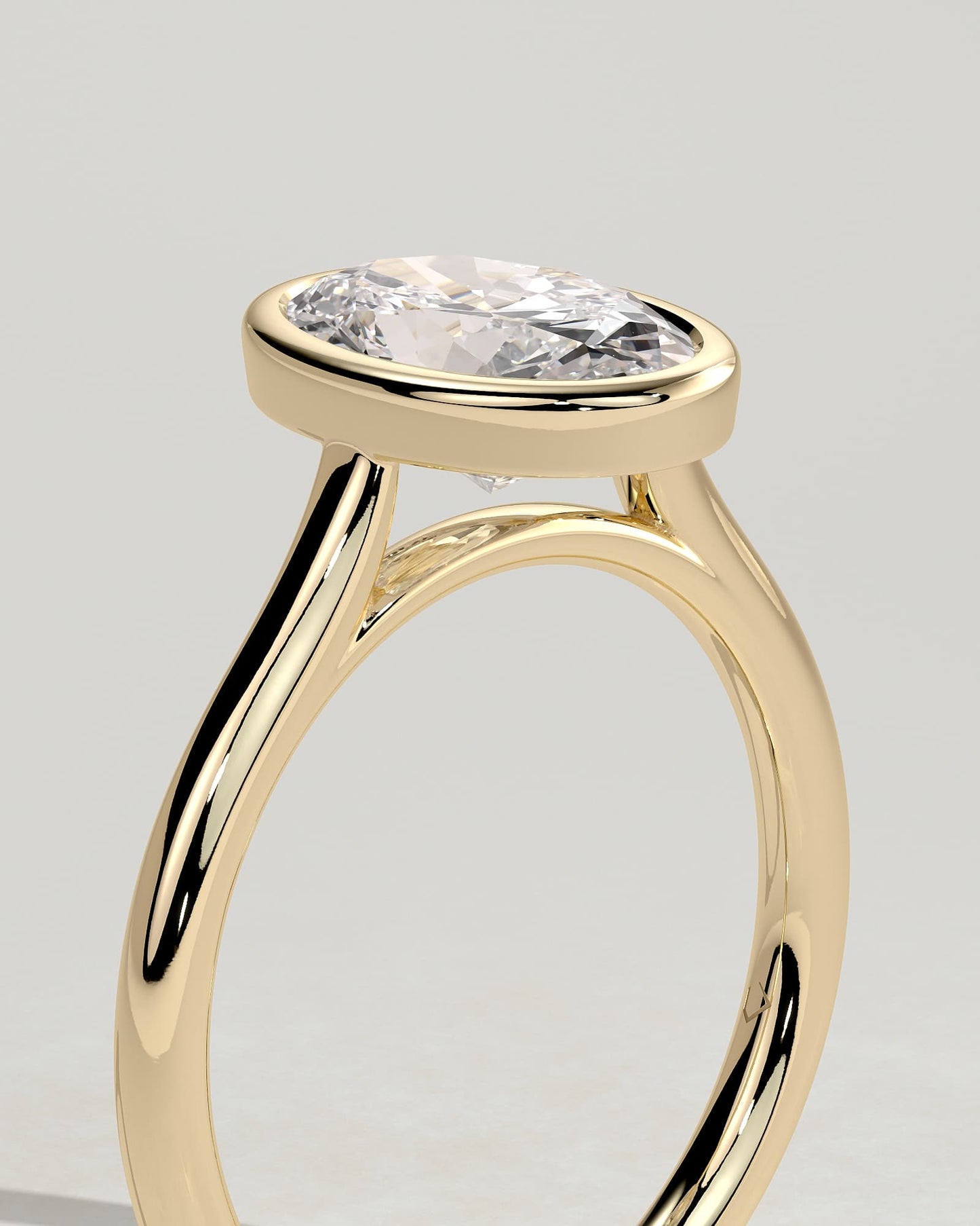 Lexie - Statement Oval Bezel Solitaire with Open Cathedral High Setting Engagement Ring - Yellow Gold